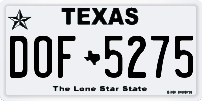 TX license plate DOF5275