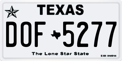 TX license plate DOF5277
