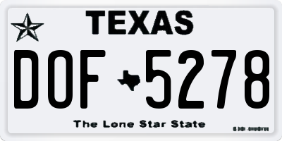 TX license plate DOF5278