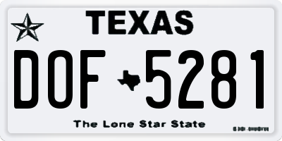TX license plate DOF5281