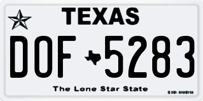 TX license plate DOF5283
