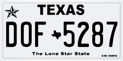 TX license plate DOF5287