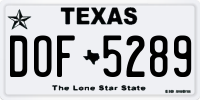 TX license plate DOF5289