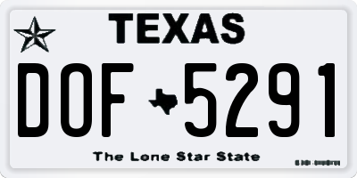 TX license plate DOF5291