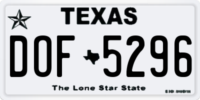 TX license plate DOF5296
