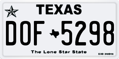 TX license plate DOF5298
