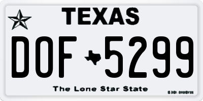 TX license plate DOF5299