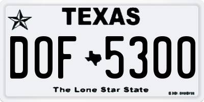 TX license plate DOF5300