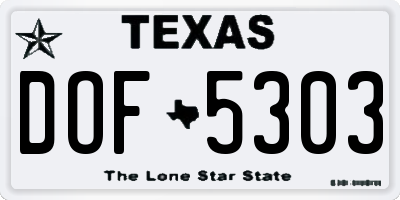 TX license plate DOF5303