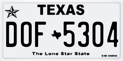 TX license plate DOF5304