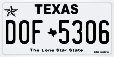 TX license plate DOF5306