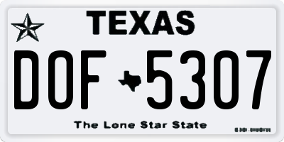 TX license plate DOF5307