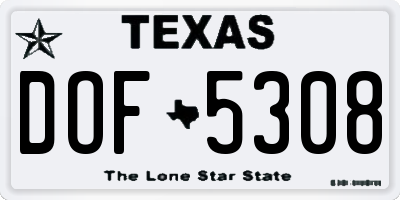 TX license plate DOF5308