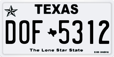 TX license plate DOF5312