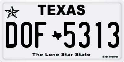 TX license plate DOF5313