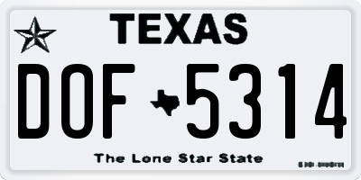 TX license plate DOF5314