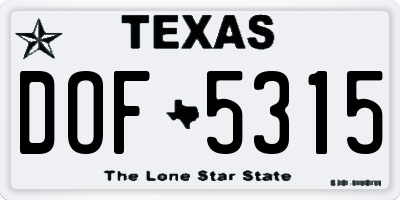 TX license plate DOF5315