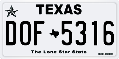 TX license plate DOF5316