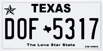 TX license plate DOF5317