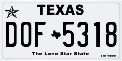 TX license plate DOF5318