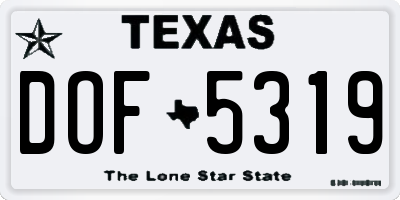 TX license plate DOF5319
