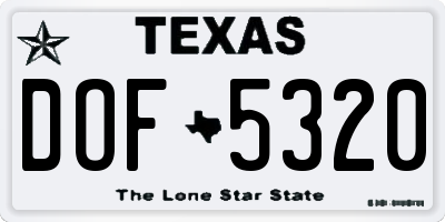 TX license plate DOF5320
