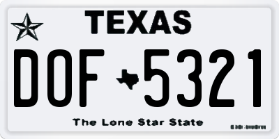 TX license plate DOF5321