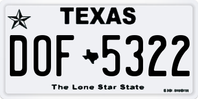 TX license plate DOF5322