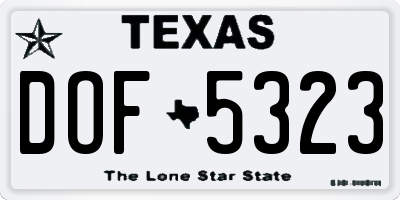 TX license plate DOF5323