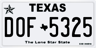 TX license plate DOF5325
