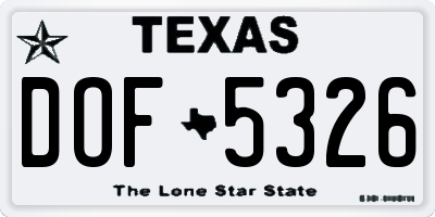 TX license plate DOF5326