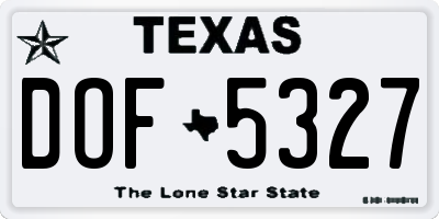 TX license plate DOF5327