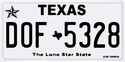 TX license plate DOF5328