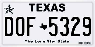 TX license plate DOF5329