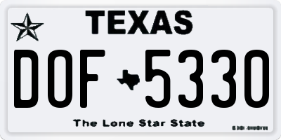 TX license plate DOF5330