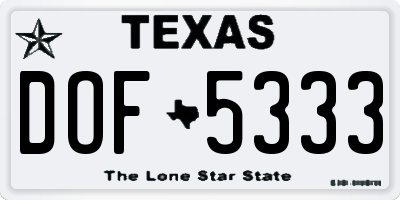 TX license plate DOF5333