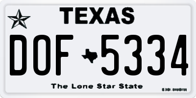TX license plate DOF5334