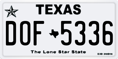 TX license plate DOF5336