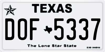 TX license plate DOF5337
