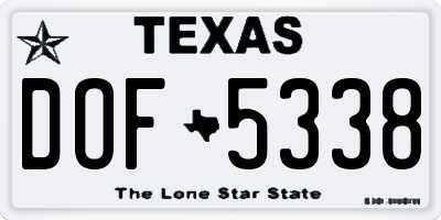 TX license plate DOF5338