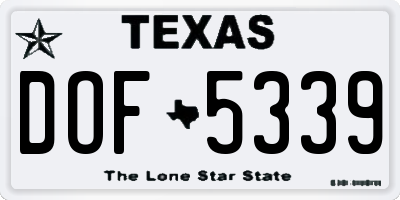 TX license plate DOF5339