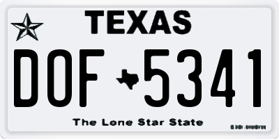 TX license plate DOF5341
