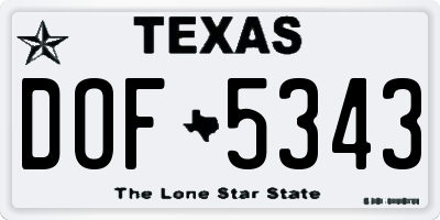 TX license plate DOF5343