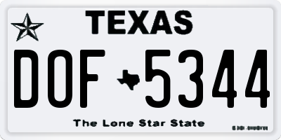 TX license plate DOF5344