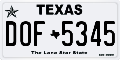 TX license plate DOF5345
