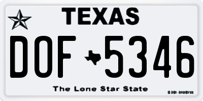 TX license plate DOF5346