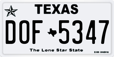 TX license plate DOF5347