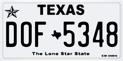 TX license plate DOF5348
