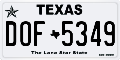 TX license plate DOF5349