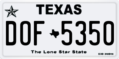 TX license plate DOF5350